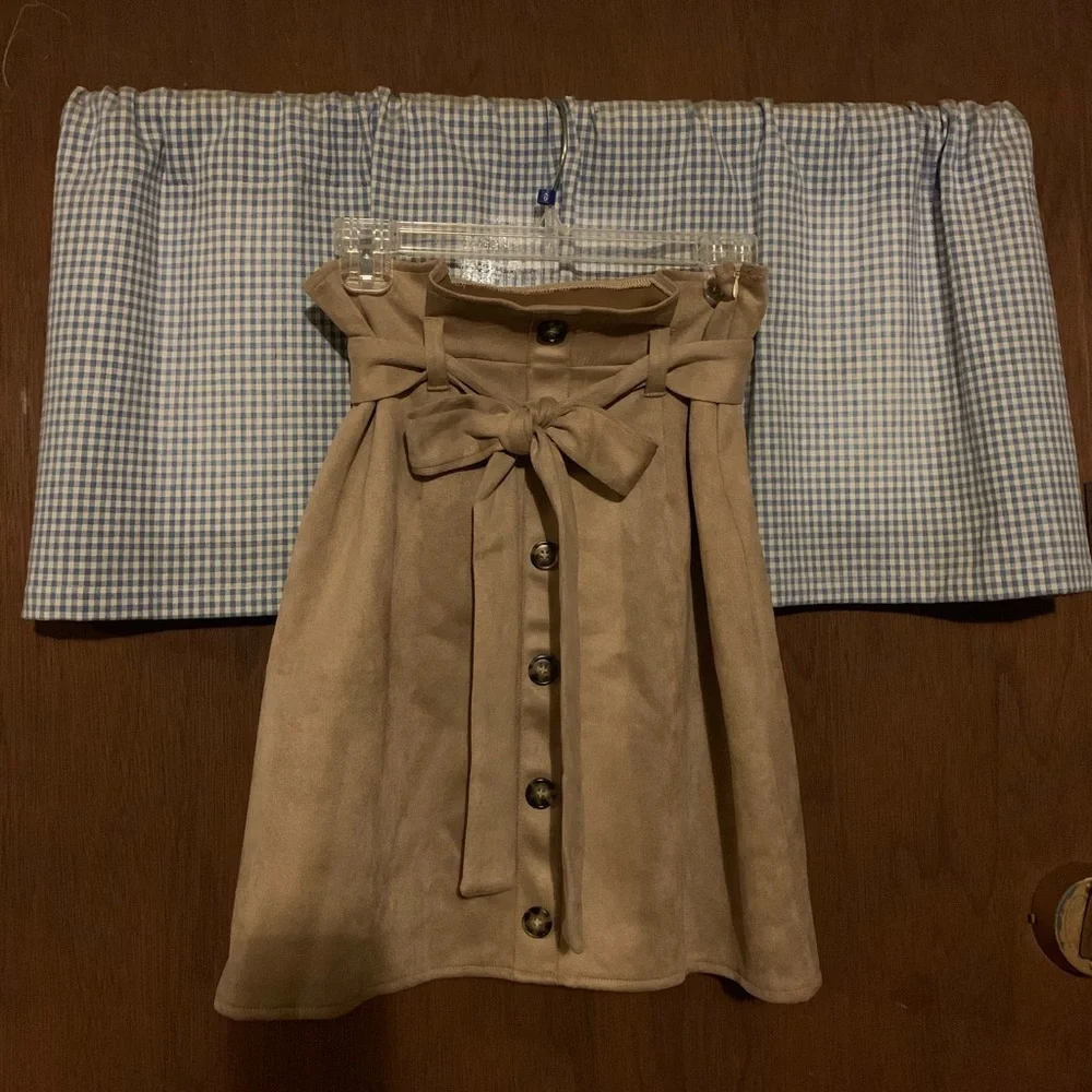 Cute Khaki Belted Miniskirt Size XL New in Bag - Picture 3 of 16